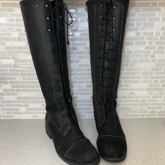 clarks lace up knee high boots
